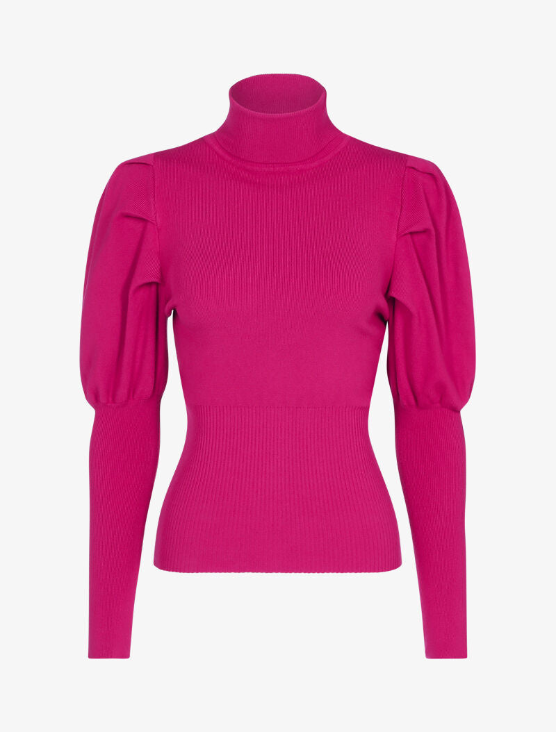 Pull doux à manches gigot - fushia - 3
