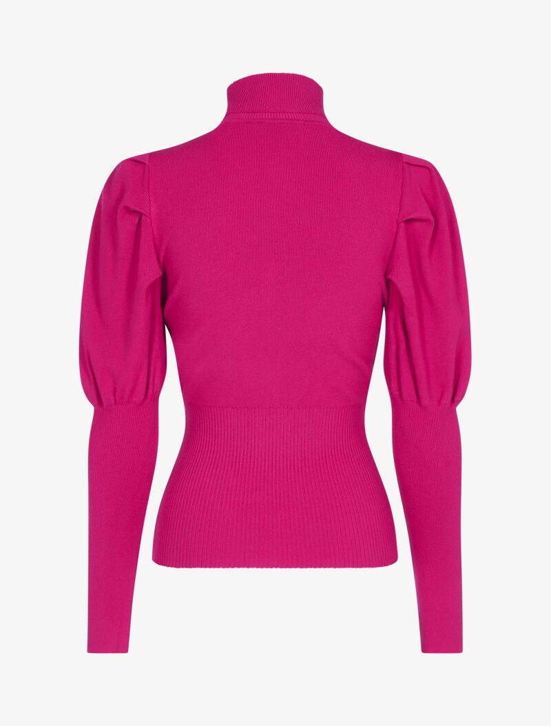 Pull doux à manches gigot - fushia - 2