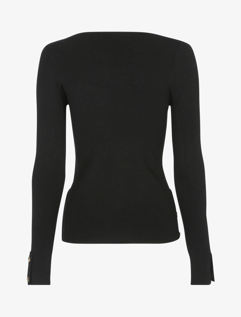 Pull doux à détails boutonnés - noir - 2