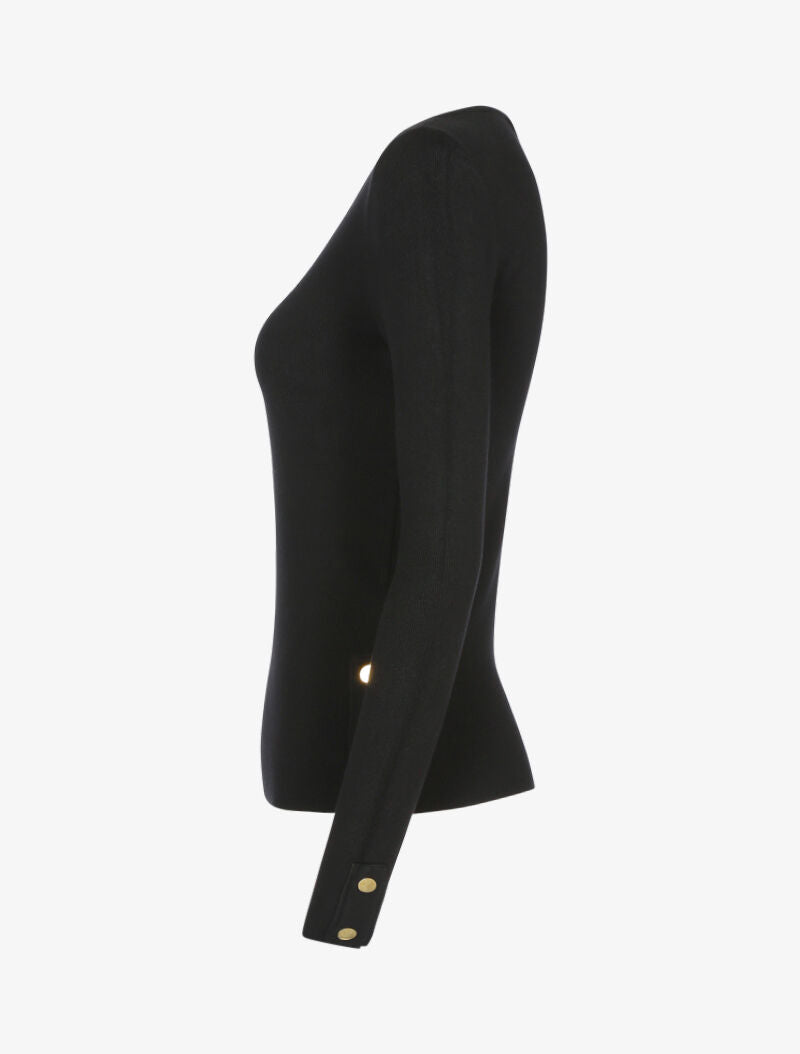 Pull doux à détails boutonnés - noir - 3