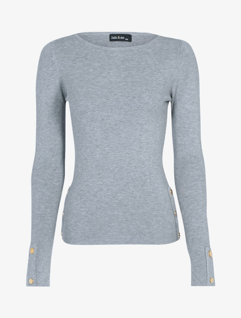 Pull doux à détails boutonnés - gris clair - 1