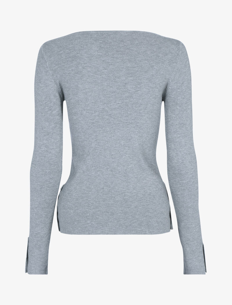 Pull doux à détails boutonnés - gris clair - 2