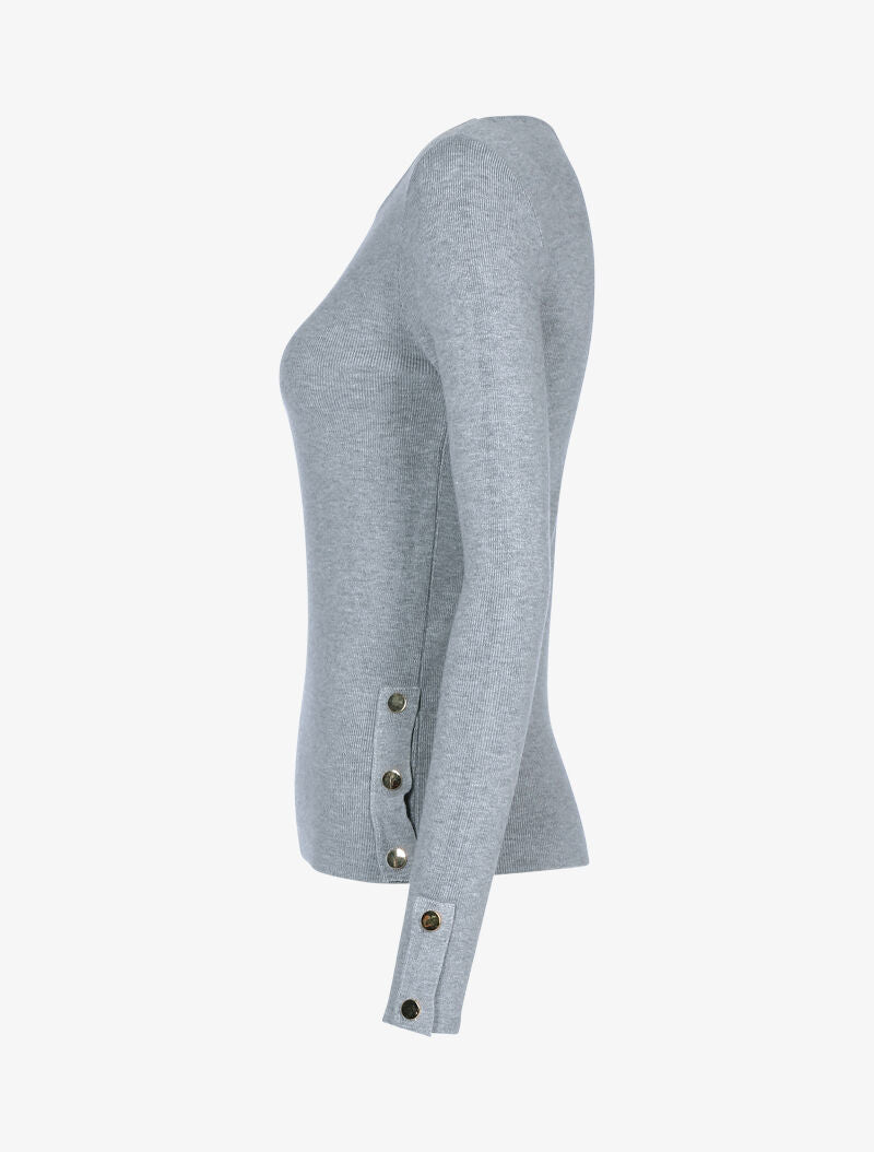 Pull doux à détails boutonnés - gris clair - 3
