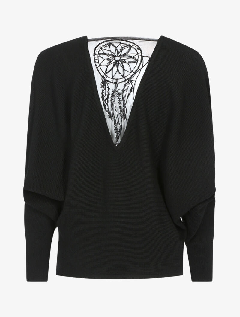 Pull à broderie dreamcatcher - noir - 2