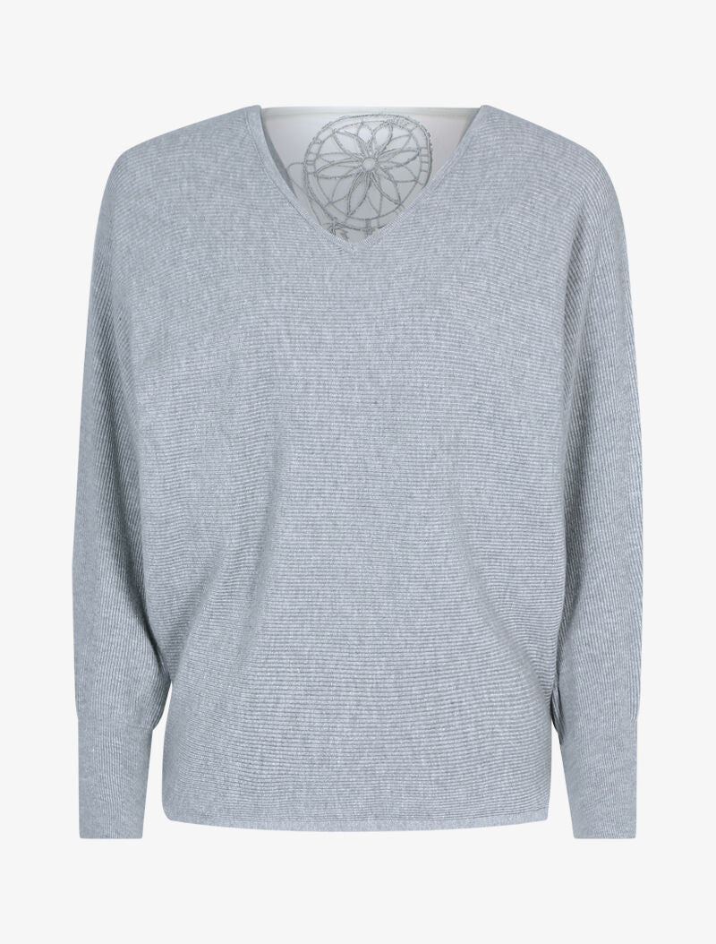 Pull à broderie dreamcatcher - gris clair - 1