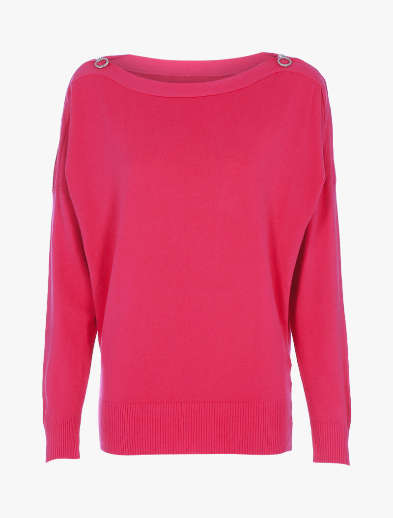 Pull doux à épaules zippées - fushia - 3