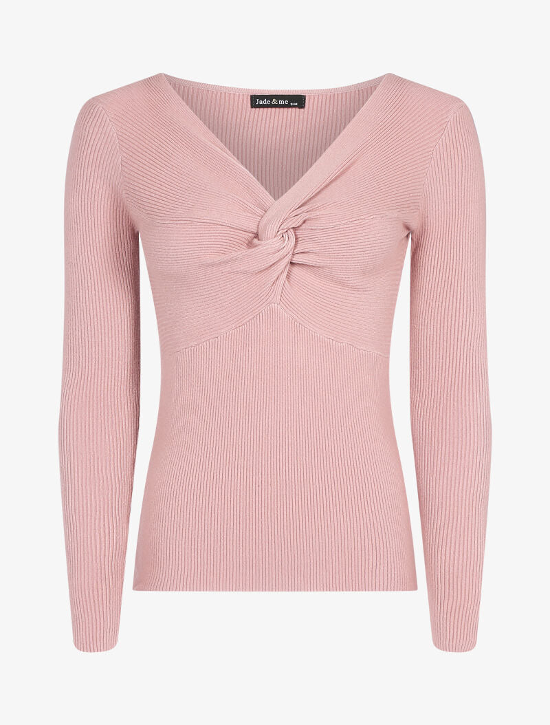 Pull à encolure torsadée - rose - 3