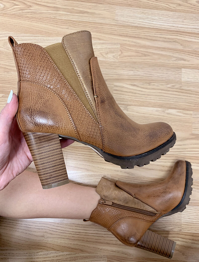 Bottines à détails style écailles - camel - 1