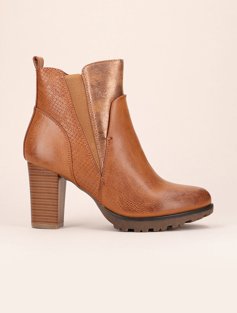 Bottines à détails style écailles - camel - 3