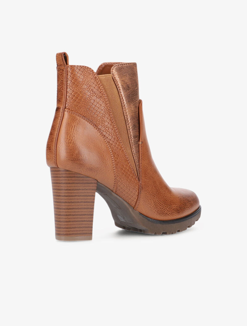 Bottines à détails style écailles - camel - 5