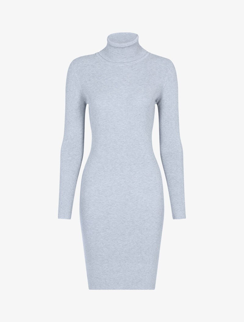 Robe-pull côtelée à col roulé - gris - 2