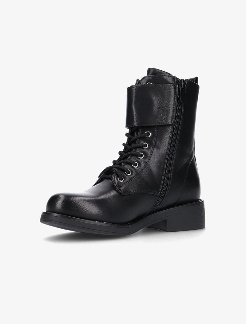 Boots en simili à large bride - noir - 3