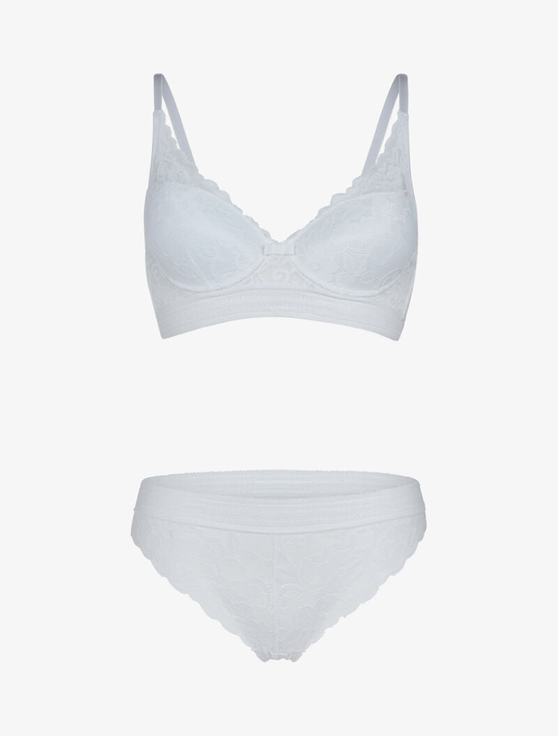 Ensemble bustier en dentelle et bandes - blanc - 1