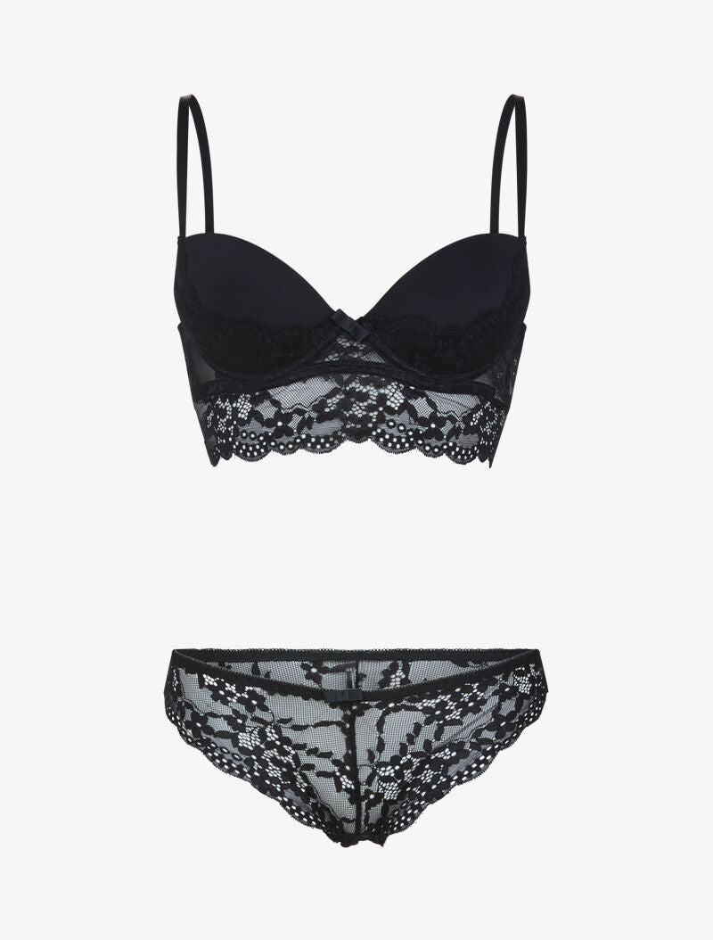 Ensemble bustier bi matière - noir - 3
