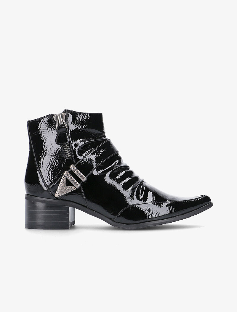 Bottines pointues plissées - noir - 2