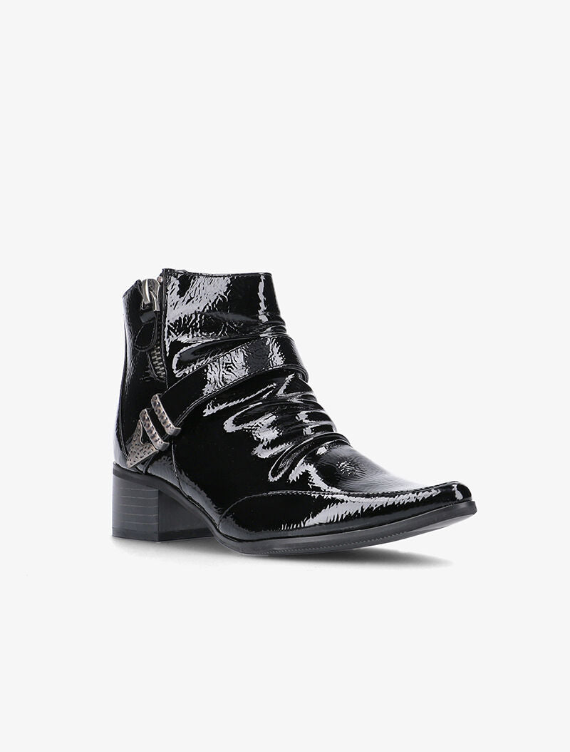 Bottines pointues plissées - noir - 3