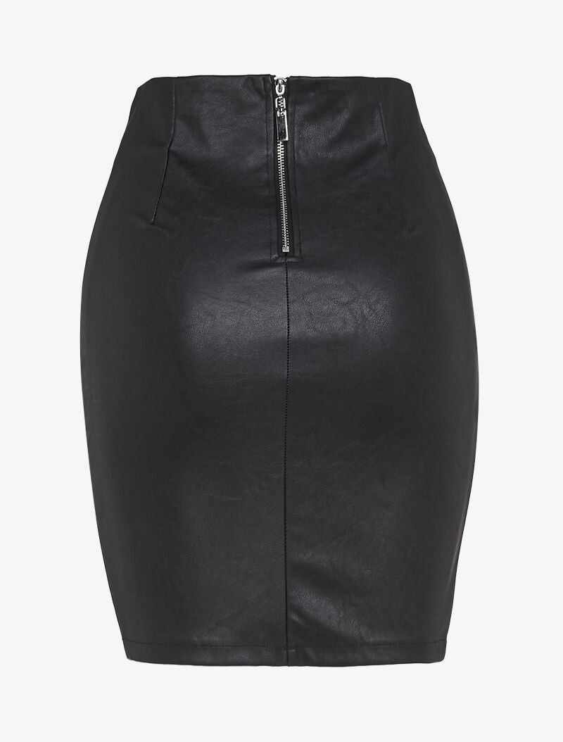 Mini jupe style portefeuille à boutons - noir - 4