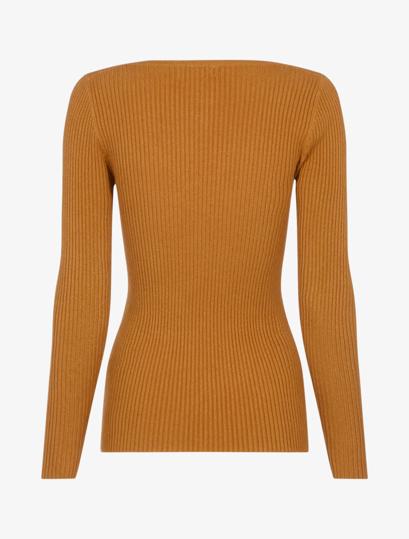 Pull côtelé à bandes en maille tressée - rouille - 2