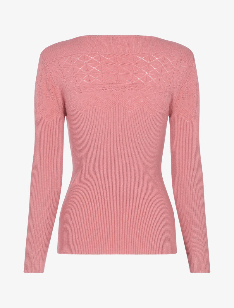 Pull à détails géométriques - rose - 2