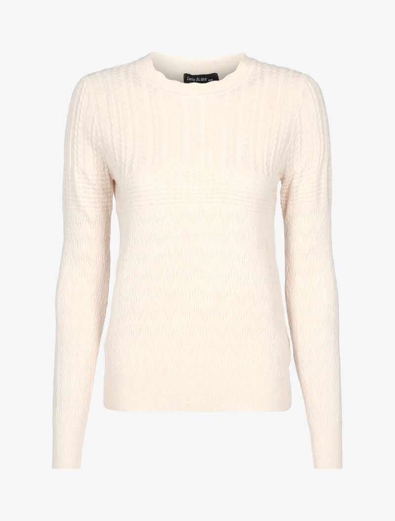 Pull court à détails géométriques texturés - beige - 3
