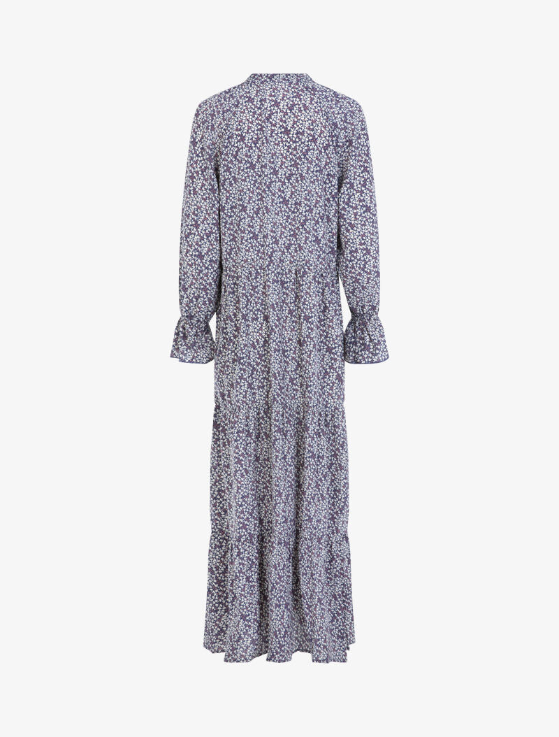 Robe longue fleurie coupe trapèze - violet - 2