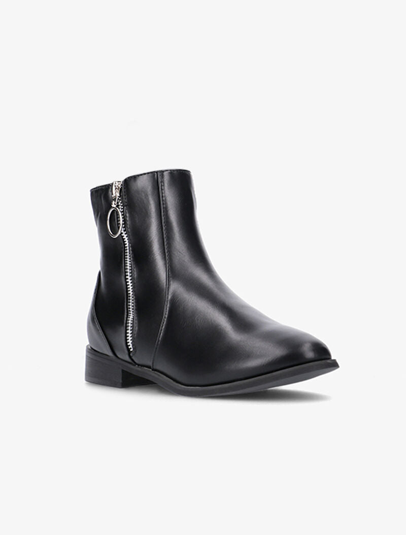 Boots en simili à zip ondulé - noir - 2
