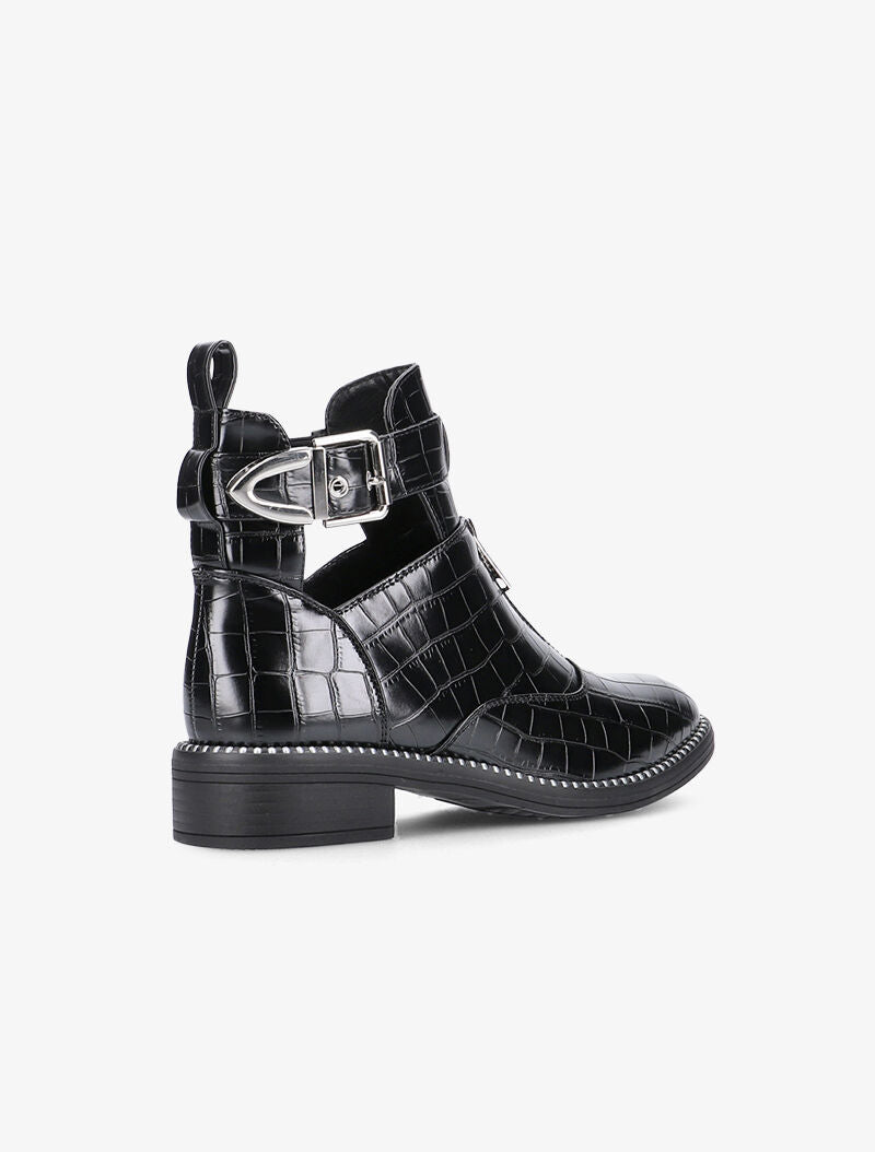 Bottines croco à billes et zip - noir - 4
