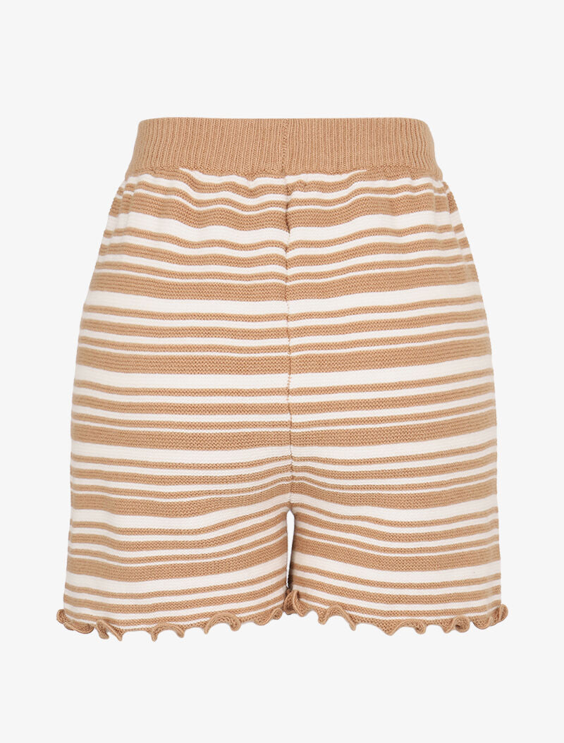 Short rayé en maille - camel - 2