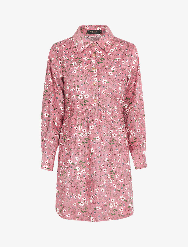 Robe côtelée à imprimé floral - rose - 3