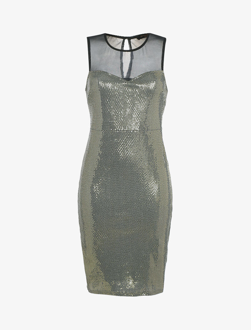 Robe irisée à détail ajouré - or - 3