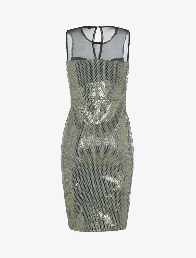 Robe irisée à détail ajouré - or - 2
