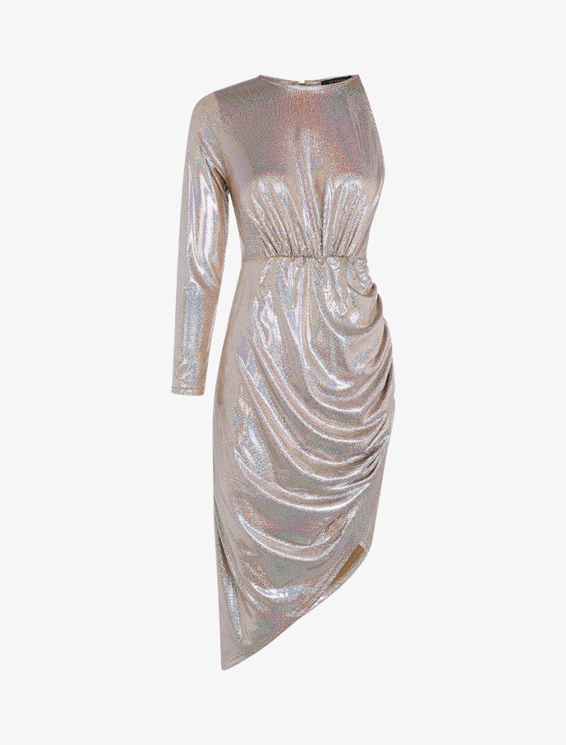 Robe mono manche irisée - or - 3