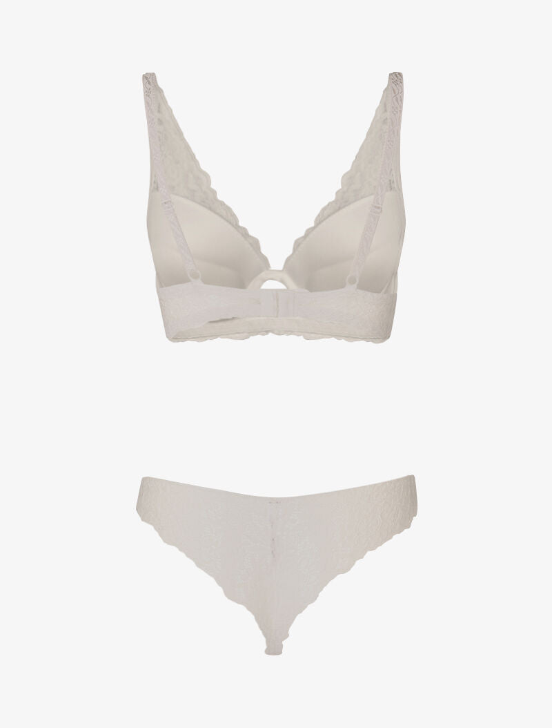 Ensemble ampliforme en dentelle fleurie - blanc - 2