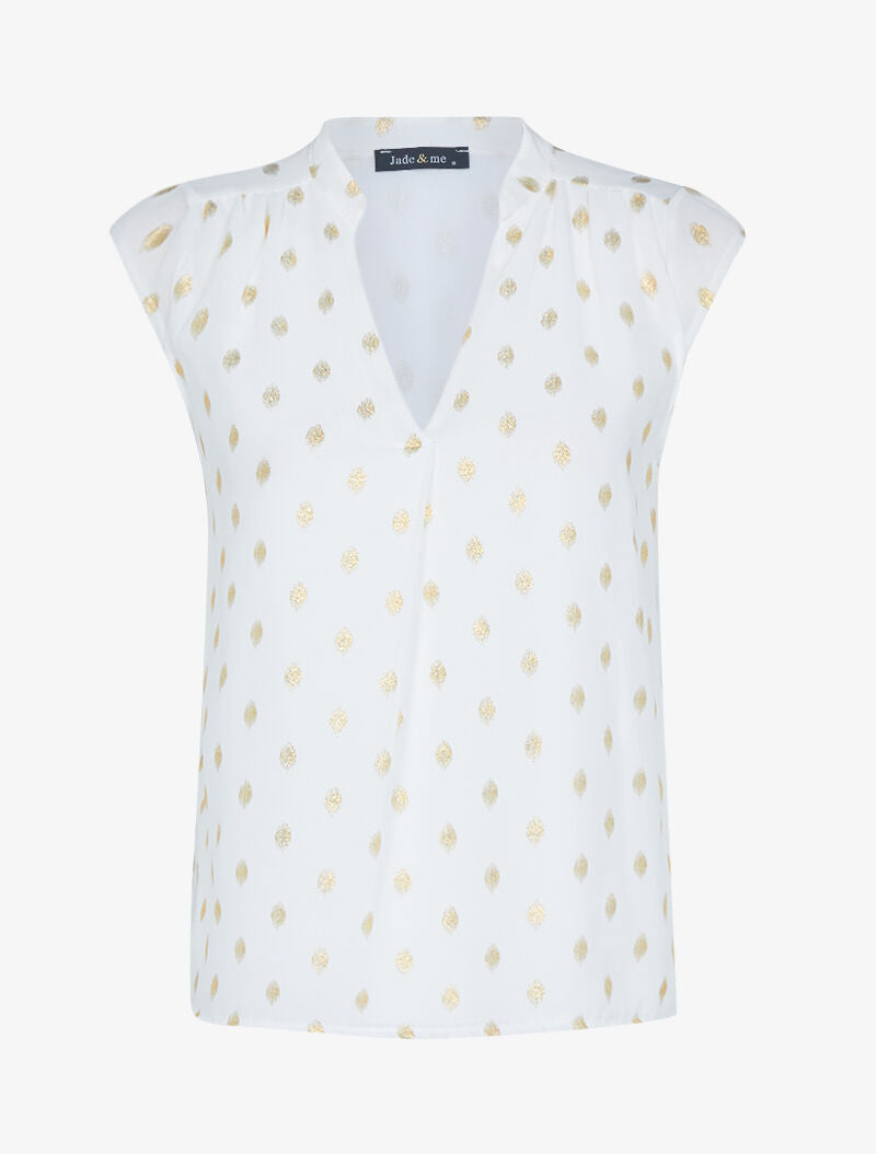 Top en voile à imprimé moucheté - blanc - 1