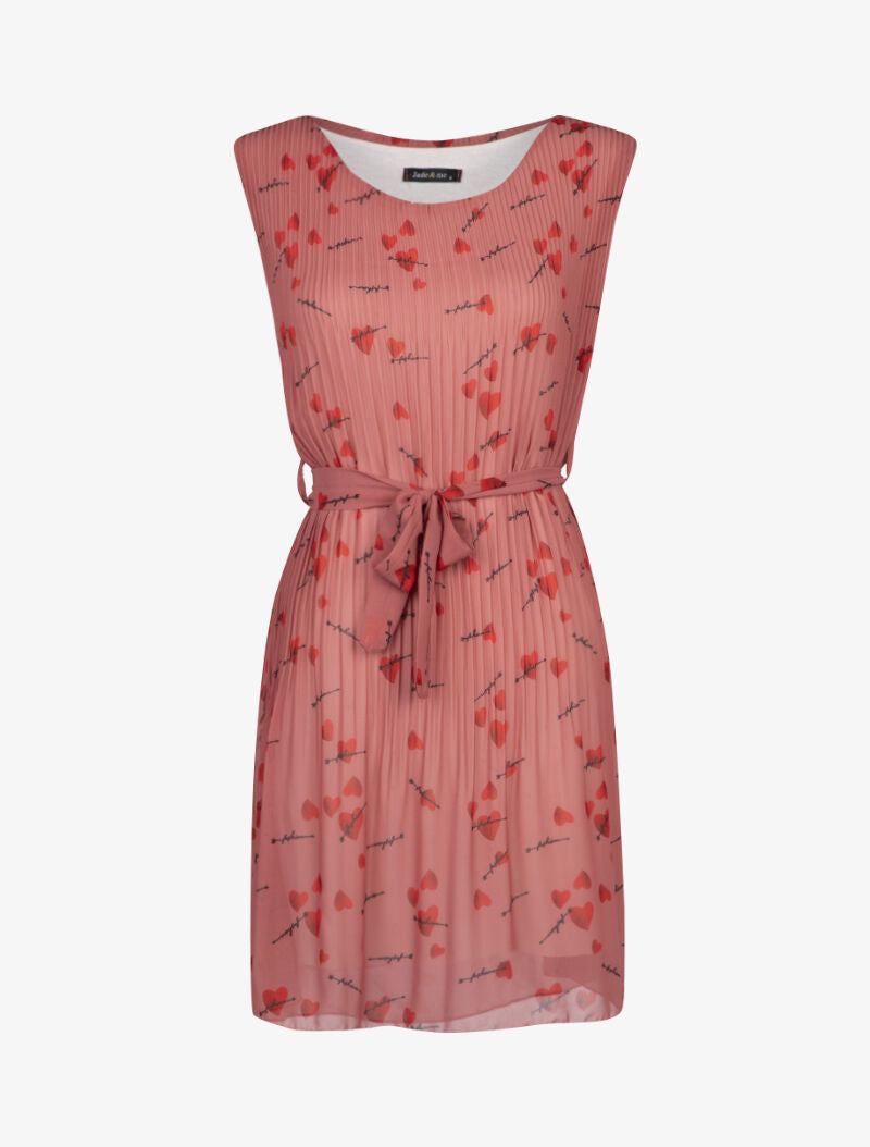 Robe gaufrée à imprimé coeurs - rose - 3