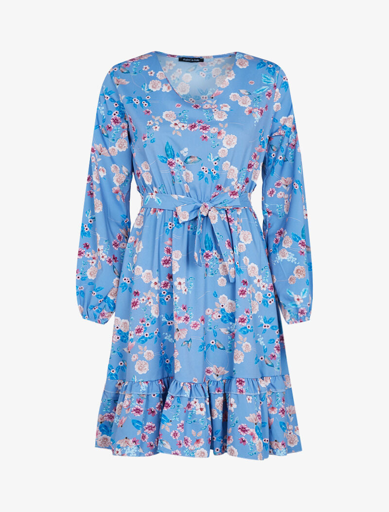 Robe patineuse à imprimés - bleu ciel - 1