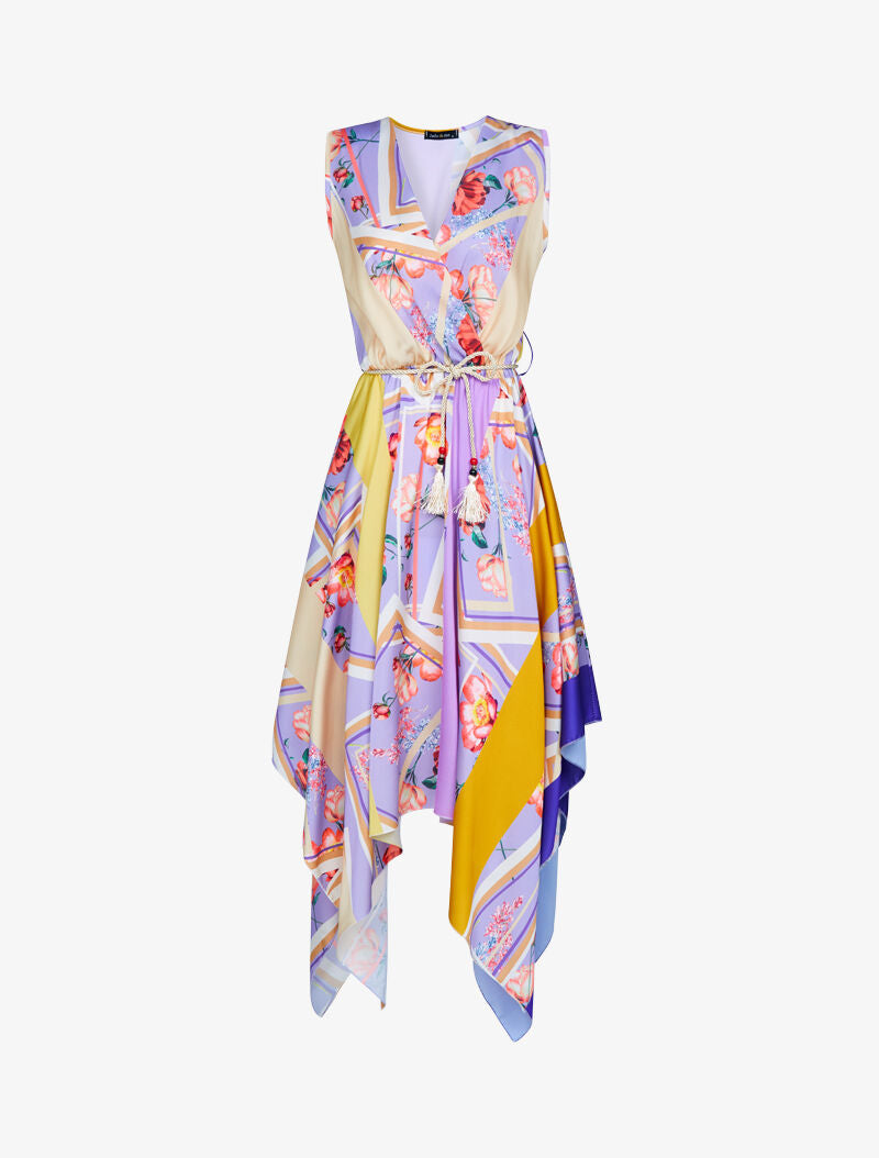 Robe asymétrique à imprimés - lilas - 1