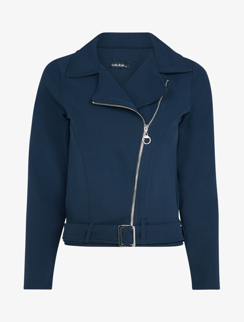 Veste zippée à bord ceinturé - marine - 1