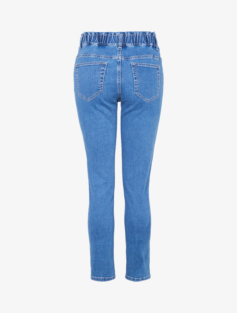 Jean à taille haute élastiquée - bleu denim - 4