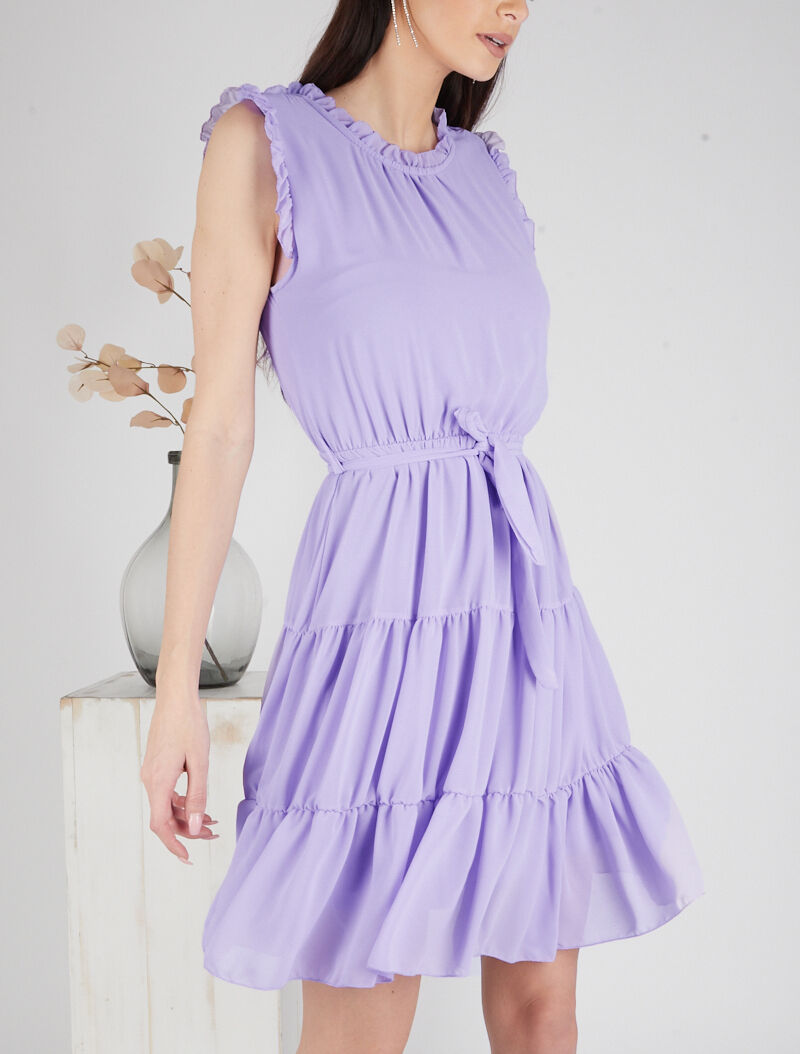 Robe en voile à volants - lilas - 1