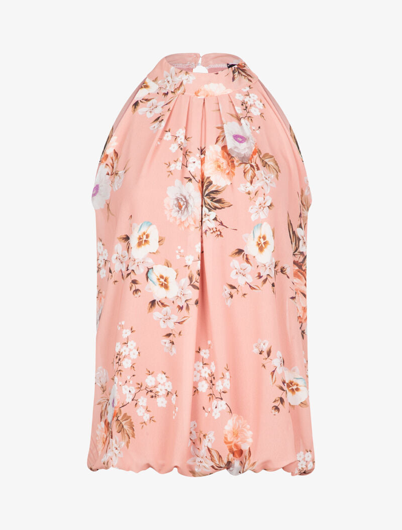 Top boule à imprimé floral - rose - 1