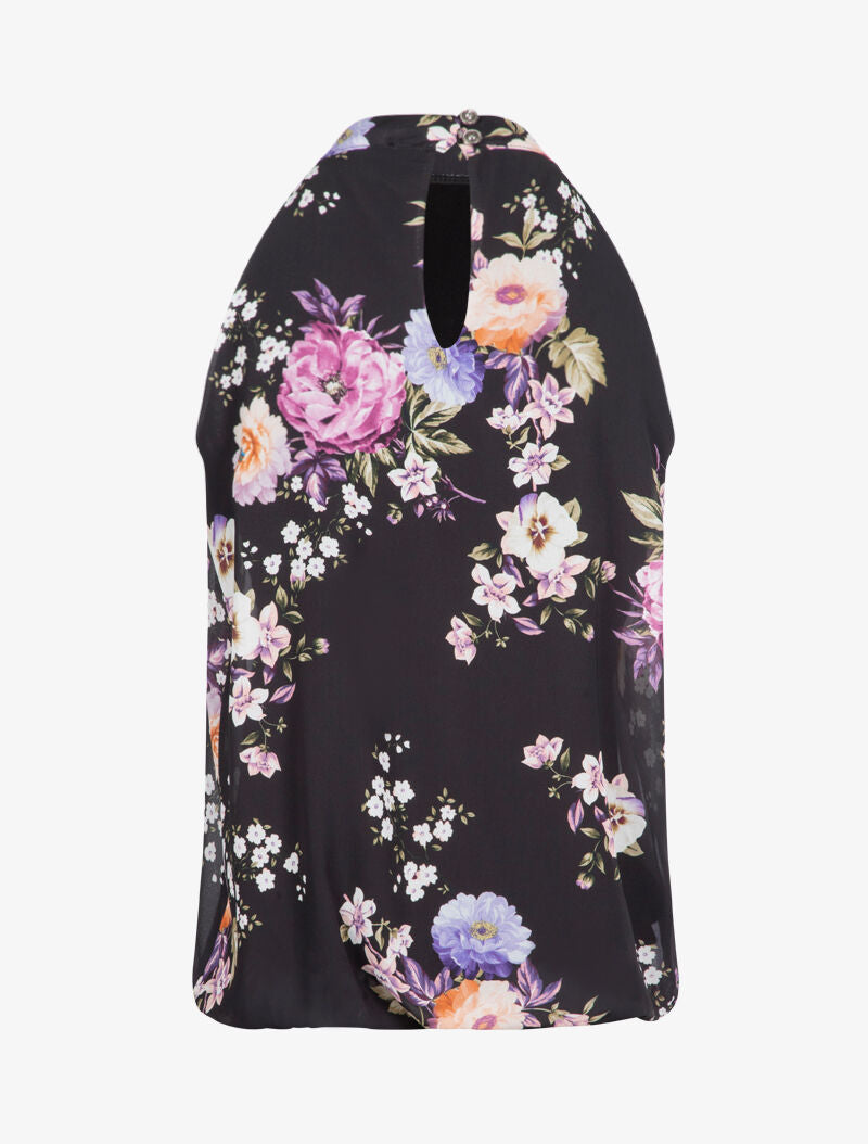 Top boule à imprimé floral - noir - 2