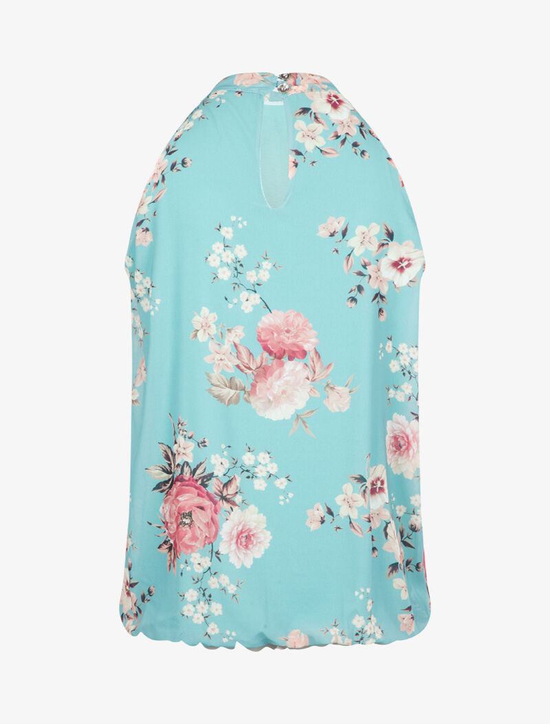 Top boule à imprimé floral - turquoise - 2