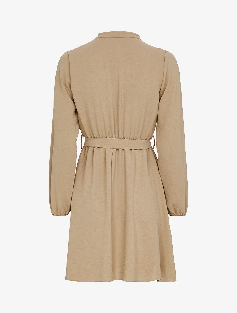 Robe patineuse à col mao - camel - 3