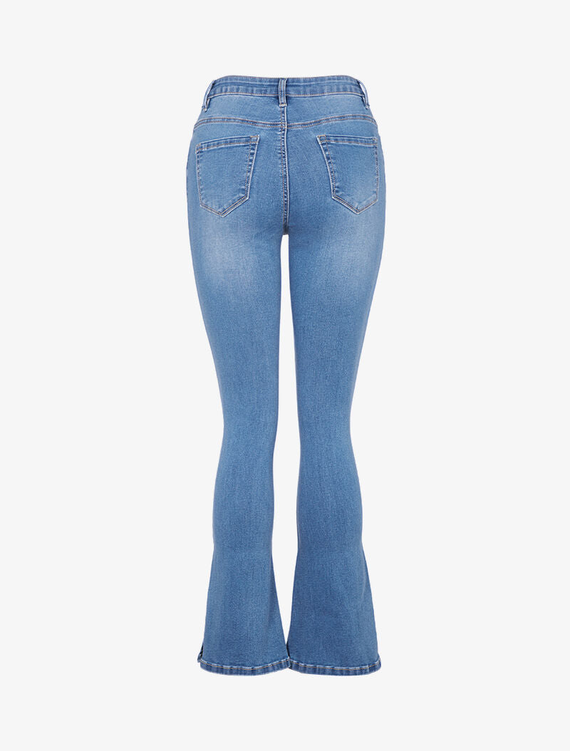 Jean flare à côtés fendus - bleu denim - 4