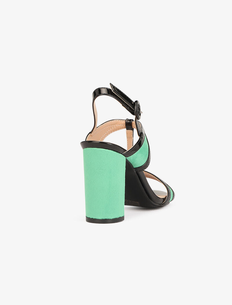 Sandales bimatière à bride en T - vert/noir - 5