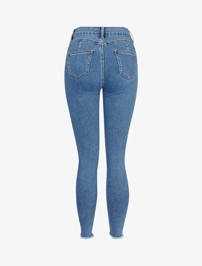 Jean à bords avant destroy - bleu denim - 4