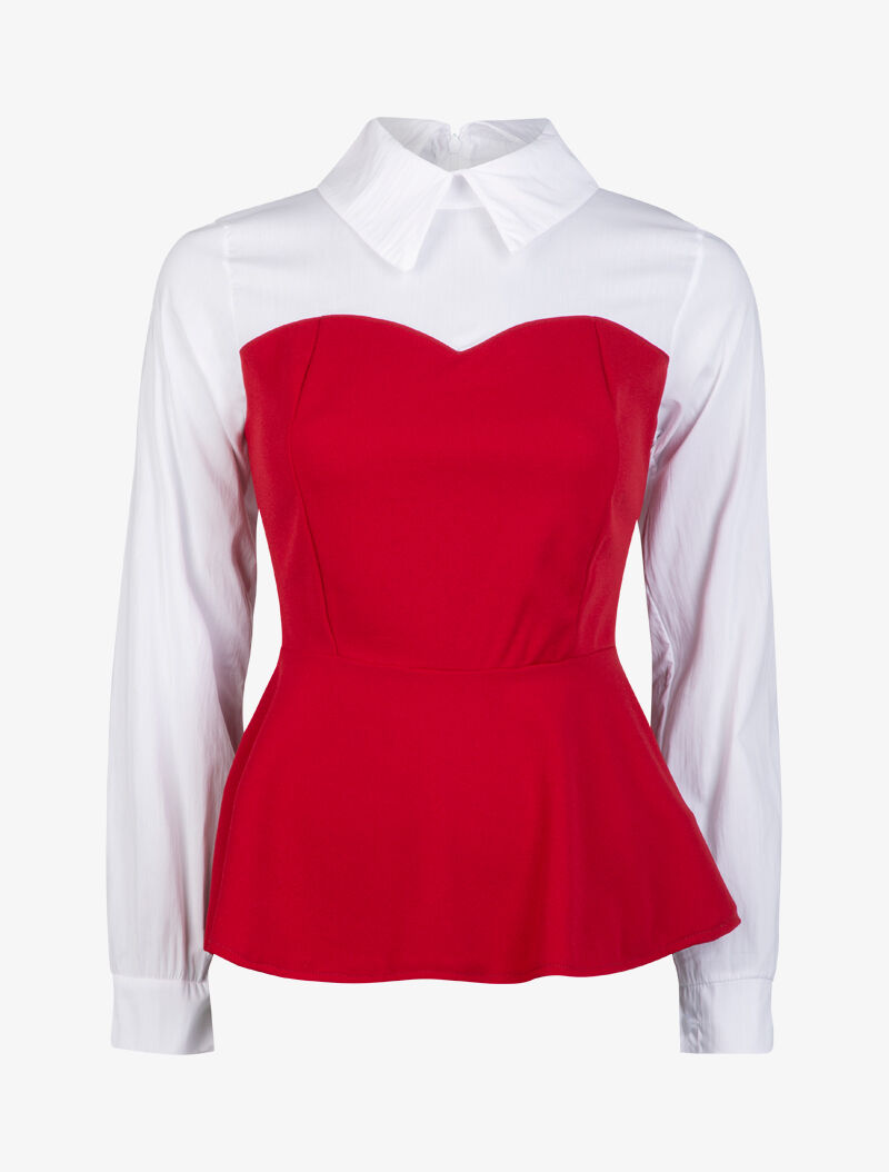 Top style chemise coupe péplum - bordeaux - 1