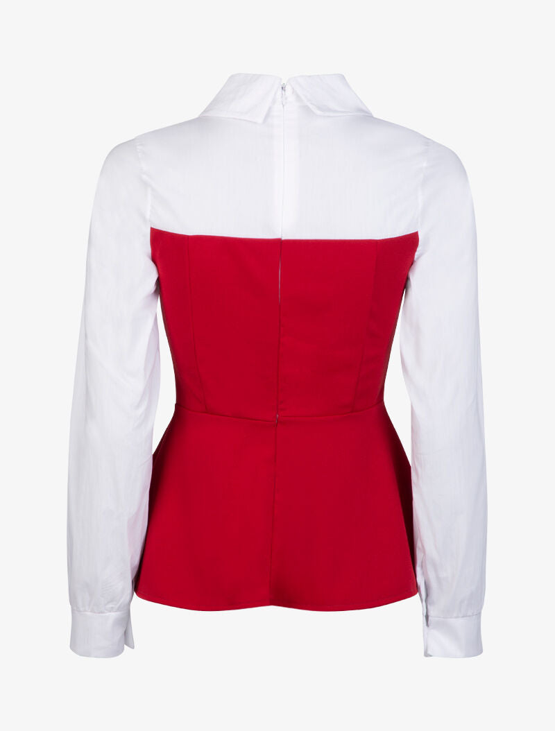 Top style chemise coupe péplum - bordeaux - 2
