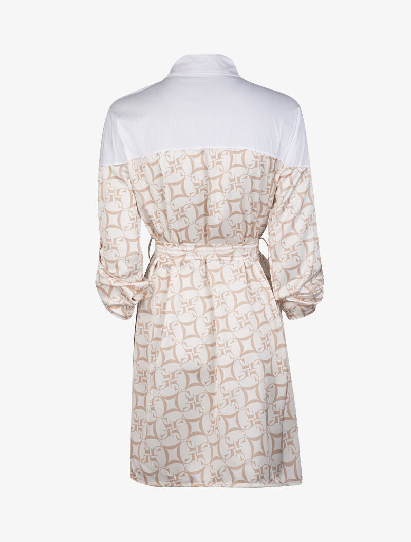 Robe chemise satinée à imprimés - beige - 3